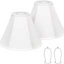 White Lamp Shades Set of 2, Bell Lamp Shades 6"Top x 13"Bottom x 10"High, Medium Shade Replacement Fabric Natural Linen Hand Crafted (Spider Fitter), Harp Holders Included, Easy Assembly Required