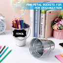 12PCS Small Galvanized Metal Buckets with Handle 12Chalkboard Clips, 5 x 4.5X 2.5 Inch Mini Metal Buckets Bulk Mini Pail Ice for Party Crafts Favors Plant Flower Sand Candy