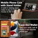 EYZUTAK Premium PU Leather Flip Folio Case for iPhone 15 Plus, Magnetic Closure Protective Case Kickstand Function Card Cash Slots Shockproof Durable Wallet Cover Soft TPU Inner Phone Case - Brown