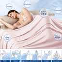 PHF Reversible Double Cooling Blanket Throw Size, Soft Arc-Chill Q-Max>0.5 Thin Summer Throw for Hot Sleepers,Breathable Lightweight Portable Silky Durable Single Layer for Home Office Travel Car,Pink