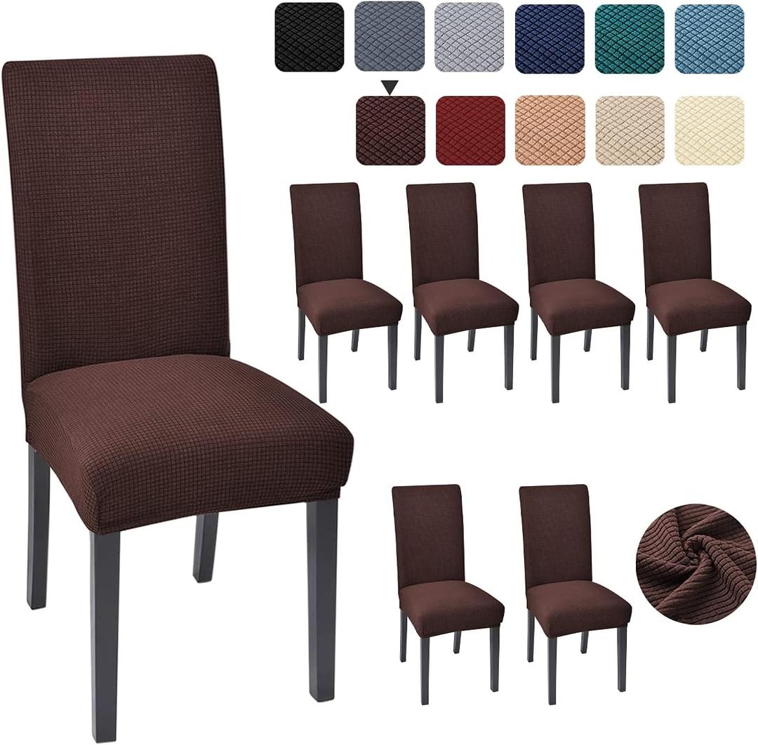 Chair Covers for Dining Room Pack of 6 Chair Seat Cover for Dining Room Kitchen, Parsons Chair Covers Dining Chair Slipcover, Chocolate