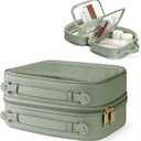 Clear Cosmetic Bag Double Layer Clear Makeup Bag Case with Zipper Transparent Travel Bag for Toiletries, TSA Approved Toiletry Bag for Car, Travel Essentials for Women (Sage Green, L)