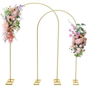 Queension 7.2FT & 6.6FT Arch Backdrop Stand, Metal Wedding Arch Stand for Ceremony, Backdrop Stand Arch Frame with Base for Birthday Party Baby Shower Balloon Arch Decorations, Gold
