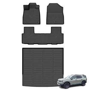AZYT Floor Mats & Cargo Liner for Honda Passport 2026, All Weather Automotive TPE Floor Liners Set Anti-Slip Waterproof Accessories (Car Mats+Trunk Mat) Black