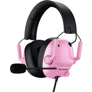 SENZER SG500 Surround Sound Pro Gaming Headset with Noise Cancelling Microphone - Soft Memory Foam Padding - Portable Foldable Headphones for PC, PS4, PS5, Xbox One, Switch - Pink