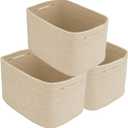 Rope storage Basket Bins Woven Basket for Organizing Shelves 15X10X9.3" Rectangle Decorative Baskets For storage Clothes Toys Books Towels Nursery basket organizer 3 pack Oatmeal