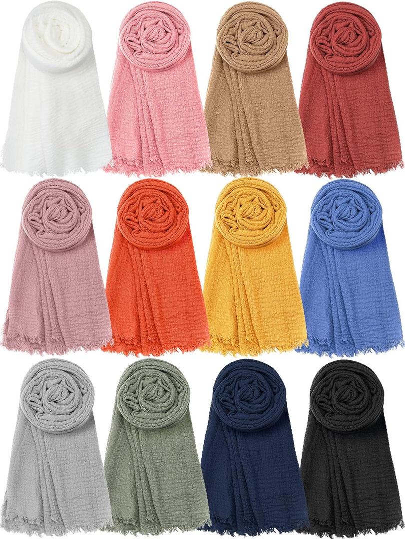 SATINIOR Hijab Scarf for Women Soft Cotton Head Scarf Long Head Wraps Lightweight Shawl Turban for Women 35.5 x 70.9'' (Bright Colors)