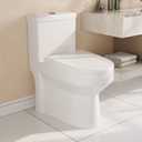 Deer Valley Compact One-Piece Toilet for Small Bathrooms, Modern Toilet with Powerful Dual Flush 1.1/1.6 GPF, Soft-Close Seat, 12" Rough-In, High-Efficiency, Space-Saving & Quiet White Design