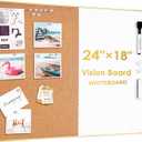 ARCOBIS Cork Board White Board Combo, 24 x 18 Inch Bulletin Board-Gold Frame, Magnetic Dry Erase Board & Corkboard for Wall, Vision Board for Home, Office, School