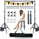 Backdrop Stand, 8.5x10ft Metal Base Photo Studio Support System, Adjustable Backdrop Frame for Photography, Streaming, Wedding, Projector Screen, Tool-Free Setup & Portable Carry Bag
