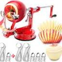 Apple Peeler Corer, Long lasting Chrome Cast Magnesium Alloy Apple Peeler Slicer Corer with Stainless Steel Blades and Powerful Suction Base for Apples and Potatoes(Red)