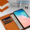 ZZXX for Samsung Galaxy S10 Plus Wallet Case with [RFID Blocking] Card Slot Stand Strong Magnetic Leather Flip Fold Protective Phone Case for Samsung Galaxy S10+ Case Wallet(Brown-6.4 inch)