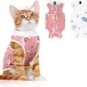 2 PCS Cat Recovery Suit Female Cat Onesie for Cats After Surgery Spay Abdominal Wounds, Kitten Surgery Recovery Suit Female Breathable E-Collar Alternative Kitten Onesie Anti Licking, Medium