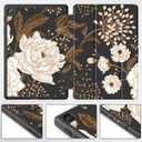 Mektron Case for Galaxy Tab A7 Lite Samsung 8.7 Inch Tablet 2021 Model (SM-T220/T225/T227) with S Pen Holder,Multi-Angle Viewing Lightweight Hard Back Stand Cover,Peonies and Roses