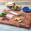 Ironwood Gourmet Large End Grain Prep Station Acacia Wood Cutting Board, 14 x 20-Inch, Brown