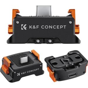 K&F CONCEPT Charging Adapter Base for DJI Osmo Pocket 4/3, Desktop Type-C Charging Dock Fit Arca-Swiss Standard, with 1/4 Screw Hole/Folding Finger, Aluminum Alloy Bracket