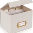 ZICOTO Beautiful Linen Recipe Box - Fits 4x6 inch Recipe Cards to Organize Up to 250 Recipes - Sturdy Card Holder and Great for Any Kitchen - Cards Not Incl. (Ivory)