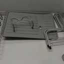 2 Tier Dish Drainers Drying Rack for Kitchen Counter Large Stainless Steel Dishes Drain with Drainboard, Space Saving, Big Modern Silver Countertop Metal Plates Dryer Strainer Holder and Extra Tray