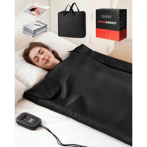 EHINI Infrared Sauna Blanket - Portable Far Infrared Sauna for Home Relaxation - PU Sauna Blanket - Infrared Blanket Sauna with 77–176 °F Temp Range, for Full-Body Relaxation (Raven Black)