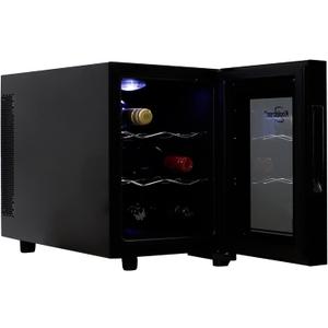 Koolatron Wine Fridge - Wine Cooler, 6 Bottle Wine Cabinet for Champagne, Red & White Wine, Freestanding Cellar For Bar, Home, Small Kitchen, Double Paned Glass Door