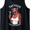 Tattoos Are For Sinners Funny Tattoo Devil Woman Tattooist Tank Top XXL