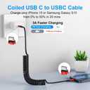 USB C Cable 3ft 2Pack USB C to USB C Charger Cable for Car, Coiled Type C Fast Charging Cable for iPhone 17/16/15/Plus/Pro/Pro Max/MacBook Pro 2020/iPad Pro 2020/iPad Air 4/Samsung Galaxy S23-Red