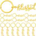 Spakon 50 Pcs Mother's Day Blessed Keychains Bulk Gold Christian Keychains Jesus Religious Party Favors for Mom Women Church Gifts