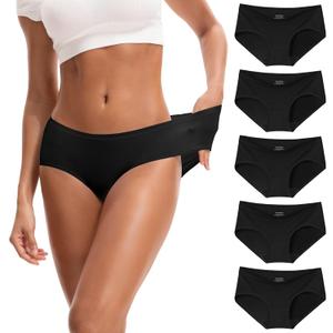 INNERSY Women's Soft & Thin No Show Modal Underwear Quick Dry Panties for Summer 5-Pack(Black, Large)