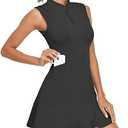 Tanst Sky Women's Golf Dress with Shorts Zip Up Quick Dry Sleeveless Pockets Tennis Workout Dresses, M, Black