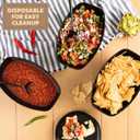 PLASTICPRO Disposable Oval Serving Bowls, Party Snack or Salad Bowl, 72-Ounce, Plastic (4, Black)