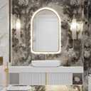 Arched LED Bathroom Mirror, 32"x20" Gold Framed Arch Backlit Vanity Mirror with Lights, Anti-Fog, 3 Colors, Dimmable, Adjustable Brightness, Waterproof, UL Listed