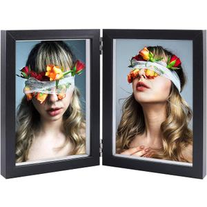 AVEAX Double 5x7 Picture Frame Black Wood Photo Frame Shadow Box Frame