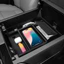 BIBLOZ Center Console Organizer(with secret compartment) for Toyota Tundra 2022-2025 2026 & Toyota Sequoia 2023-2025 2026 Accessories Coin Holder Secondary Storage Box Insert Armrest Console Tray.