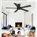 48 Inch Flush Mount Ceiling Fan no Light, Black Ceiling Fan with Remote, 6-Speeds, Quiet Reversible DC Motor, Indoor/Outdoor Ceiling Fans without Lights for Patio, Living Room, Bedroom