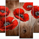 sechars Red Poppies Wall Art Poppy Floral Painting Canvas Prints Vintage Red and Brown Living Room Bedroom Decor