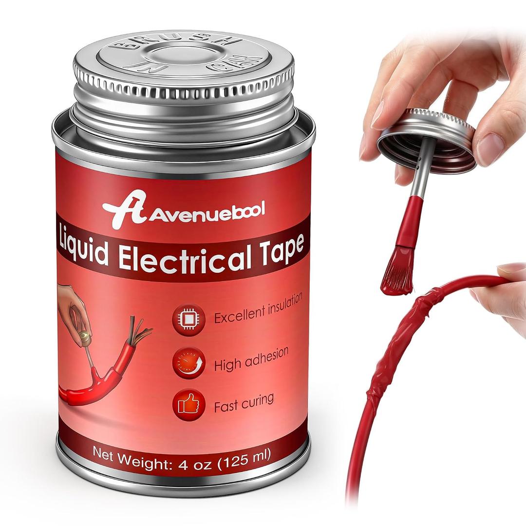 Liquid Electrical Tape 4oz Waterproof Liquid Tape Electrical Insulating Glue with Brush Cap, High Temperature Resistant Flexible Rubber Coating for Wires Cables, Plug, Automotive(Red)