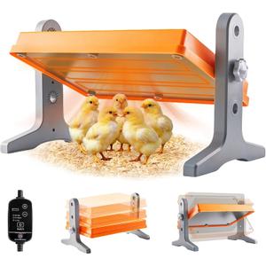 Chick Brooder Heater Plate 12" x 8" Adjustable Height & Temperature Poultry Warmer for Up to 10 Chicks, Brooder Heating Plate for Chicks and Ducklings, Orange