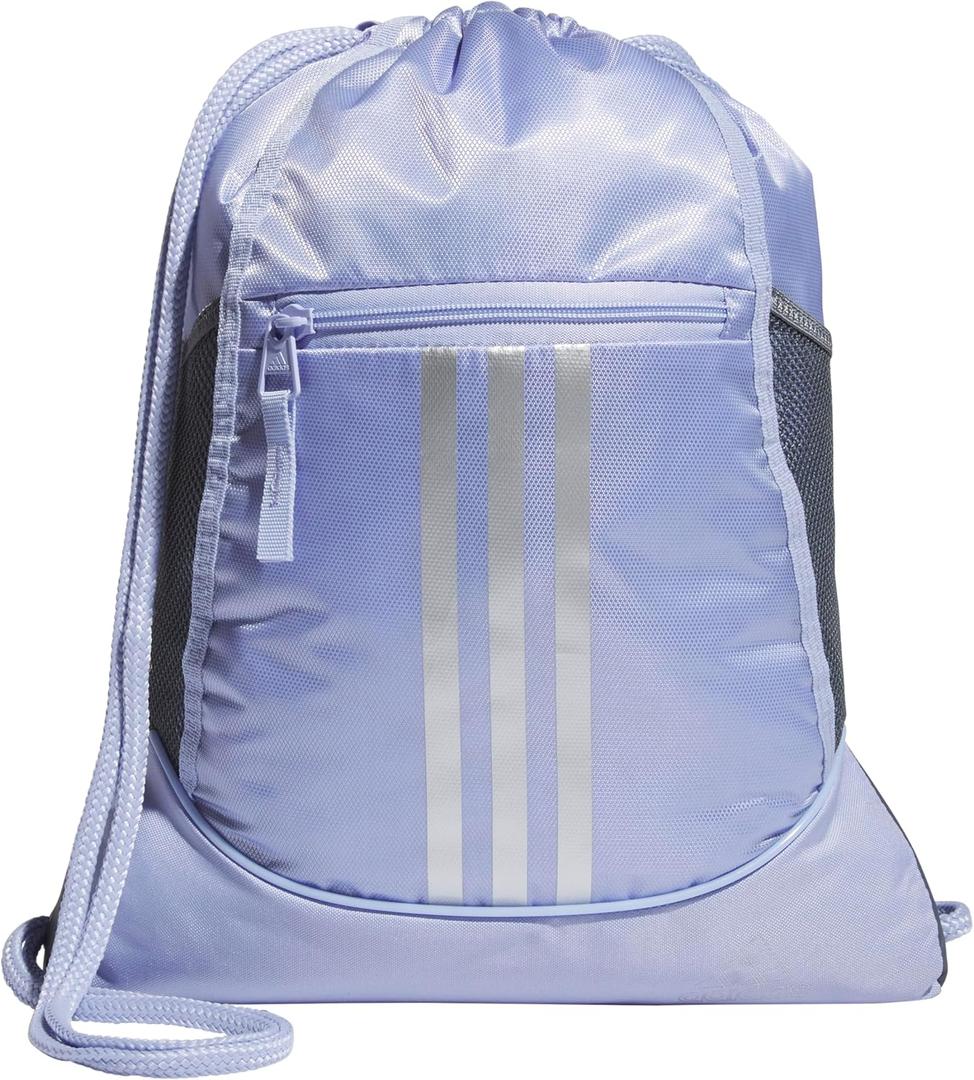 adidas Alliance Sackpack  Drawstring Backpack for Sports, Small Gym Bag (One Size, 2/Violet Tone Purple/Silver Metallic)