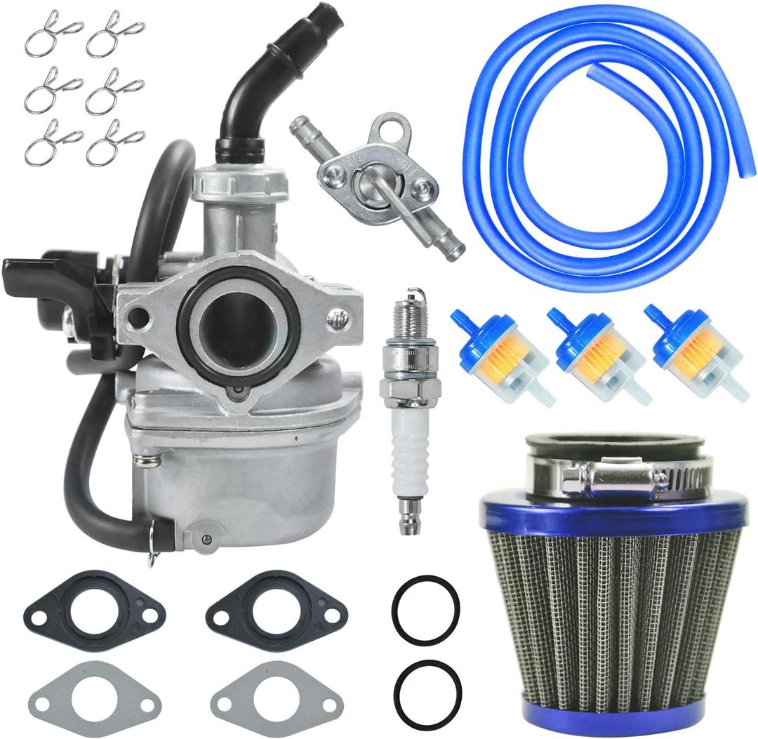 PZ19 Carburetor Carb Air Filter Fuel Line Kit for 50cc 70cc 90cc 110cc 125cc Tao Tao GK110 Baja SSR Apollo Coolster Chinese Kids Four Wheeler ATV Go Kart CRF50 XL70 Dirt Pit Bike Motor (BLUE)