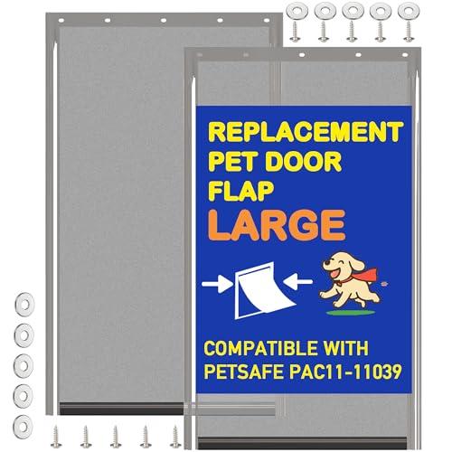 2 Pack Large Dog Door Replacement Flaps with Screws & Washers, Compatible with Petsafe Freedom Doggie Doors PAC11-11039 10 1/8" X 16 7/8" Weather Resistant Flexible (without Bracket-Smoky Translucent)