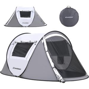EchoSmile Pop Up Camping Tent, 2/4/6 Person Easy Setup Tent, Water Resistant Dome, Portable with Carry Bag