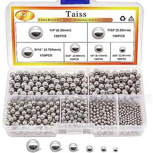 Taiss 620PCS 304 Stainless Steel Precision Balls,Bicycle Bearing Balls Assortment Kit,6 Sizes Steel Balls 1/4" 7/32" 3/16" 5/32" 1/8" 3/32",Precision Steel Ball F-086-620PCS