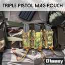 2PC Double Pistol Mag Pouch Molle, Tactical Open Top Handgun Magazine Holster, Universal Dual Stack Mags Holder for 38Spl / 9mm 40 Calibers,45 ACP Glock, SIG, S&W, M&P, 1911 etc