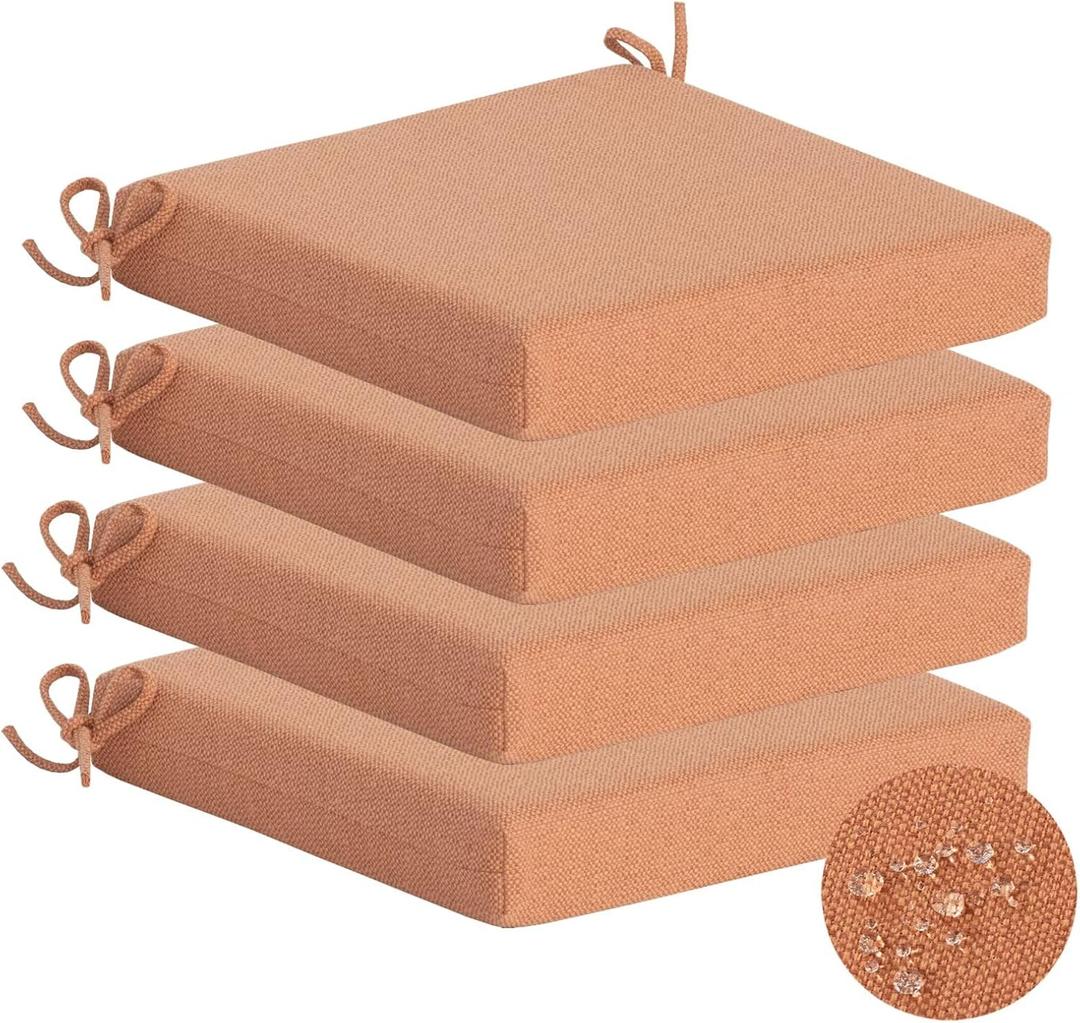 Outdoor Chair Cushions Set of 4, 20x20x3.1 in, Tangerine