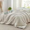 Bedsure Oversized King Size Comforter Set, Beige Soft Prewashed Bedding for All Seasons, 3 Pieces GentleSoft Down Alternative Bed Set, 1 Lightweight Comforter (120"x98") and 2 Pillowcases (20"x36")