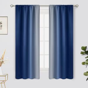 Yakamok Thermal Insulated Rod Pocket Ombre Curtains 84 Inch Length, Room Darkening Gradient Color Curtains for Bedroom (Brown and Greyish White, 42 Inch Width, 2 Panels)