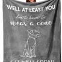 Get Well Gifts for Men, Get Well Gifts for Men After Surgery, Feel Better Gifts for Men Women, Get Well Soon Gifts for Men, Surgery Recovery Gifts for Men Women Gray Labrador Blanket 60" x 50"
