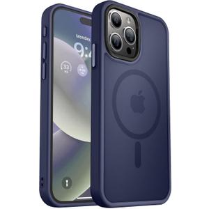 MOCCA Strong Magnetic for iPhone 15 Pro Max Case, [Compatible with Magsafe][13FT Military Drop Protection] Slim Translucent Matte Shockproof Case for iPhone 15 ProMax Case 6.7'', Deep Blue