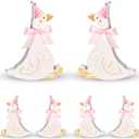 Chunful 6 Pcs Wooden One Silly Goose Table Decorations 4.7 Inch Bow Silly Goose 1st Birthday Centerpieces for 1st Birthday Party Decorations Baby Shower Photo Props(Pink)