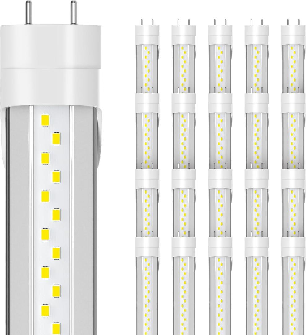 20-Pack T8 Led Bulbs 4 Foot, 24W 3600LM 6500K Daylight 4' T8 Led Light Bulbs, Ballast Bypass, G13 Base Type B Dual-End Powered 4ft Led Tube Light, Led Replacement for Fluorescent Tubes